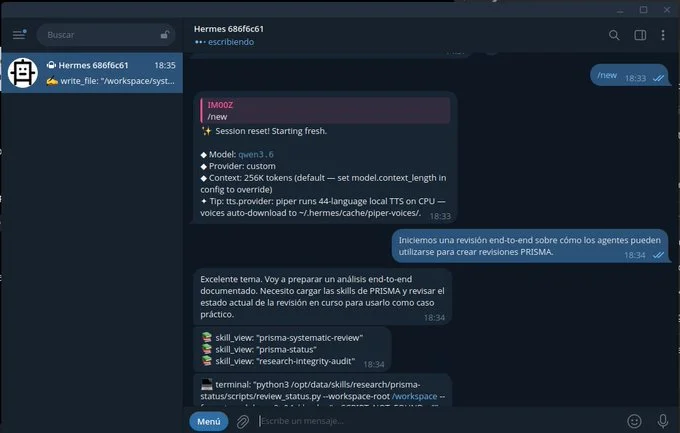 Sistema en funcionamiento - Telegram