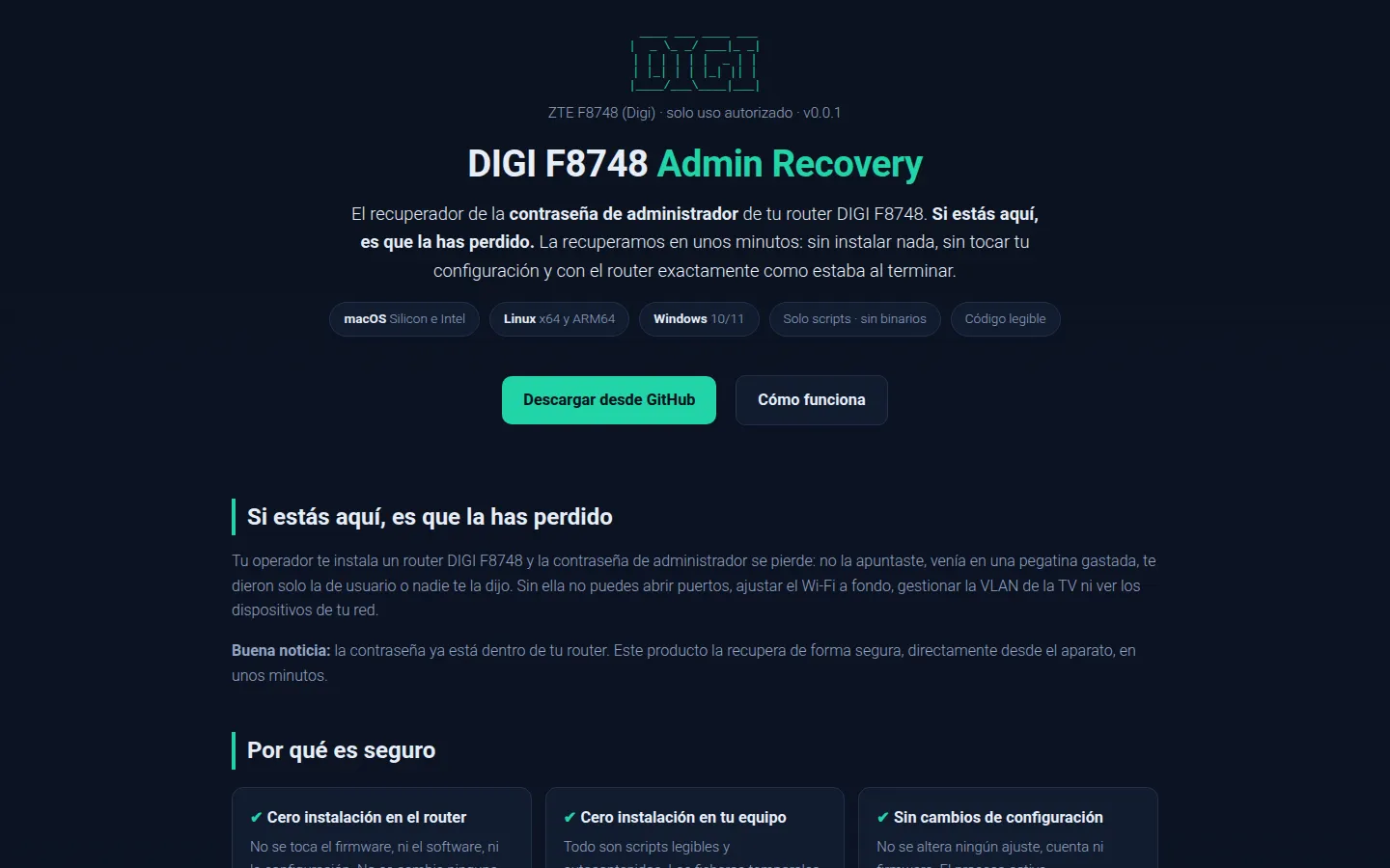 DIGI F8748 Admin Recovery screenshot 1