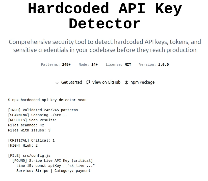 hardcoded-api-key-detector screenshot 1