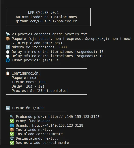 npm-cycler screenshot 2
