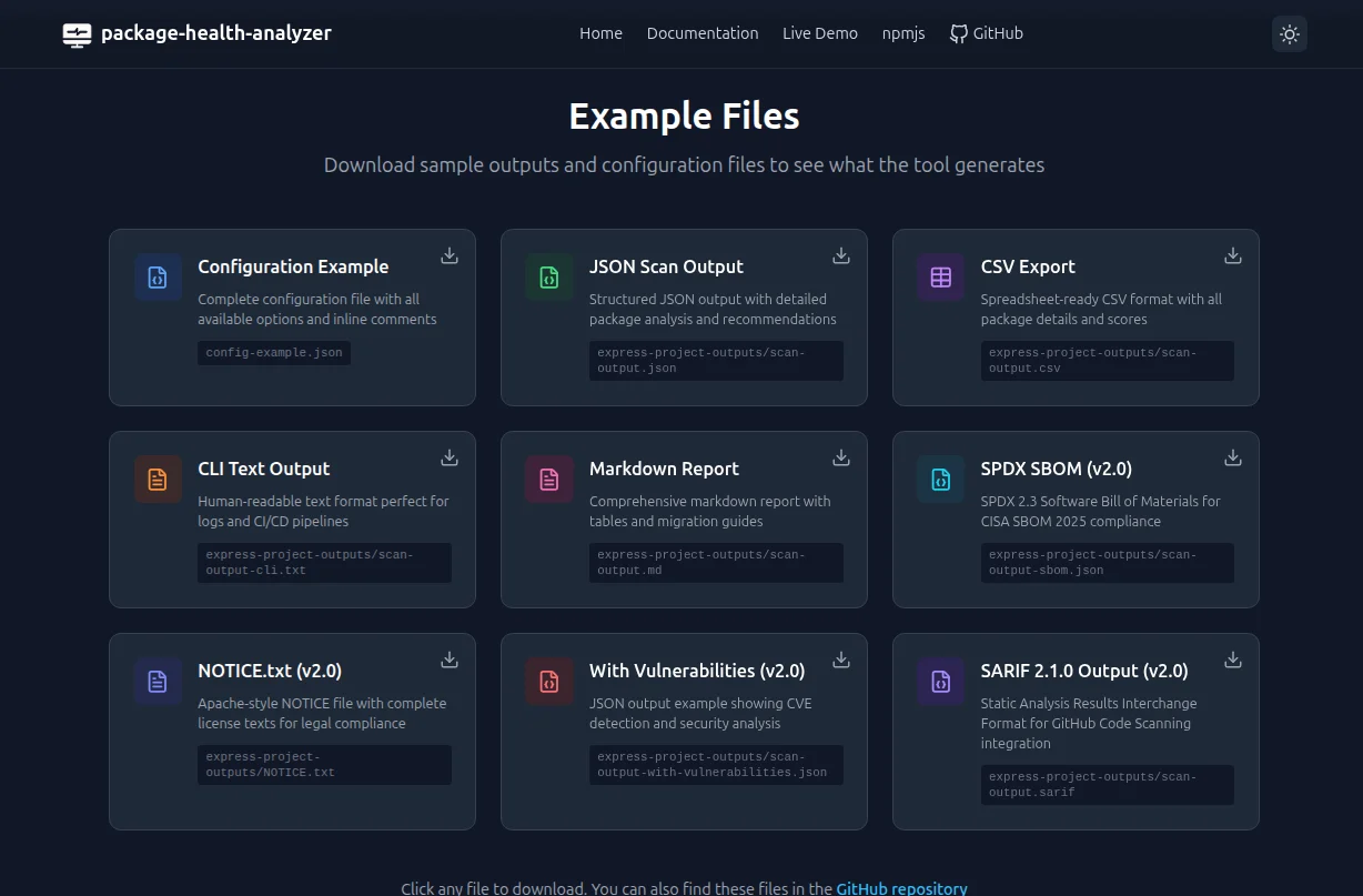 package-health-analyzer screenshot 2