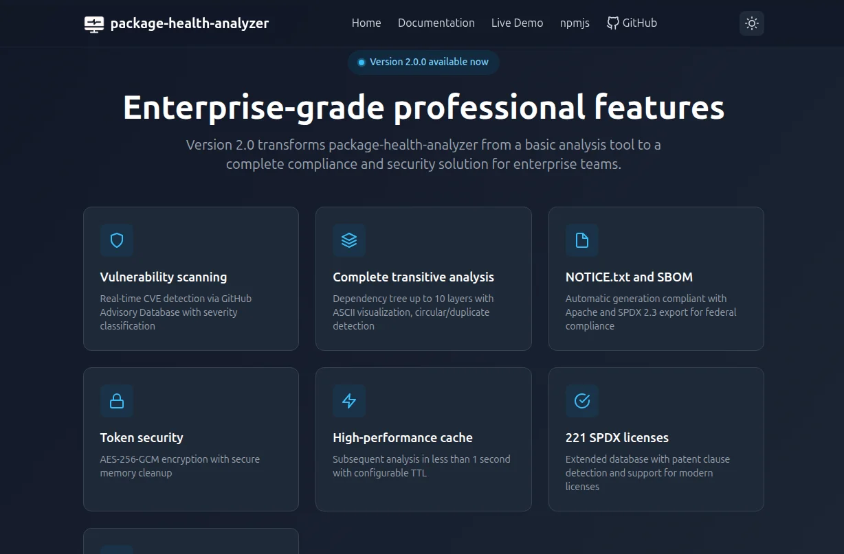 package-health-analyzer screenshot 1