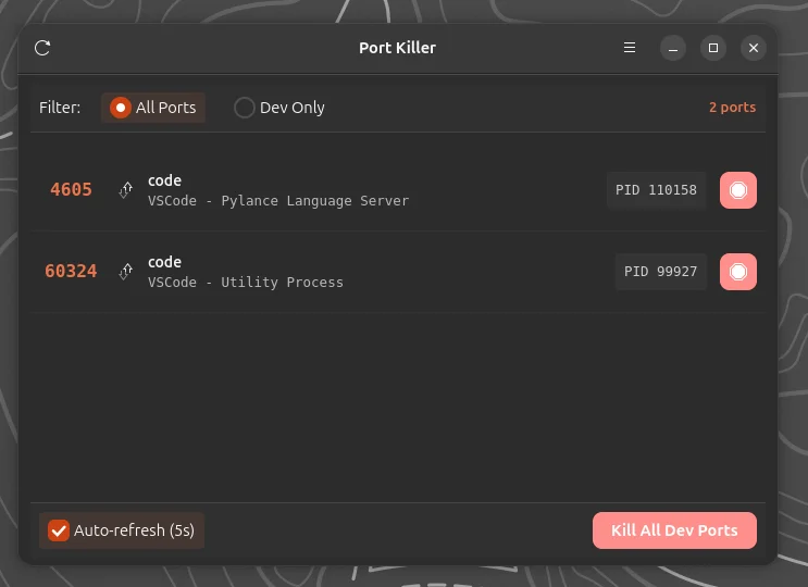 Linux Port Killer screenshot 2