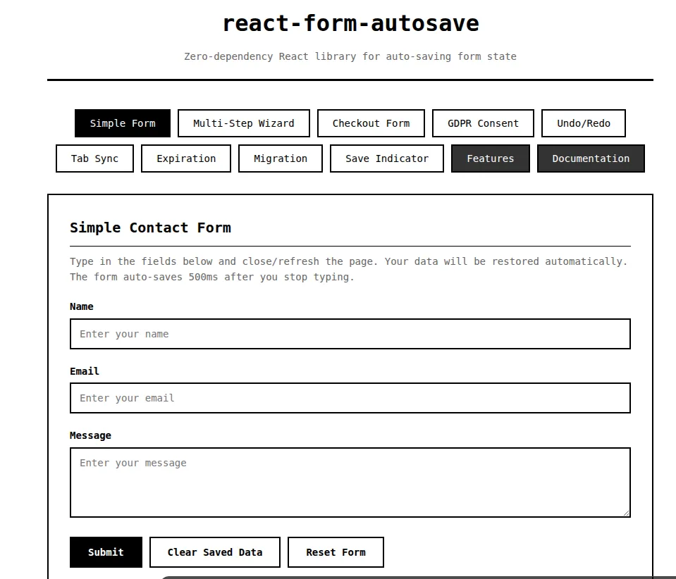 React Form Autosave screenshot 1