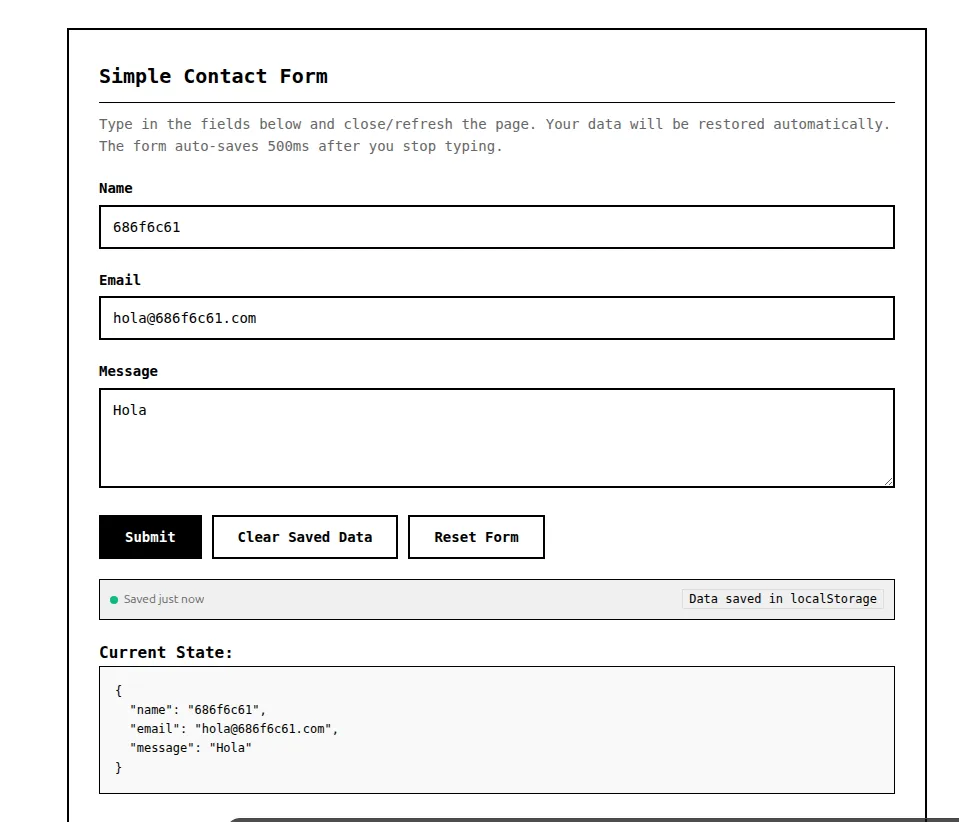 React Form Autosave screenshot 2